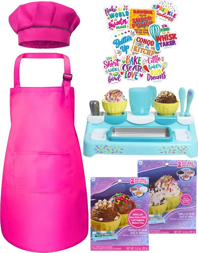 Miniatura 2 de Ultimate Ice Cream Maker para niños, juego interactivo de cocina para niños, incluye bandeja de congelación, cuencos, utensilios, 2 mezclas