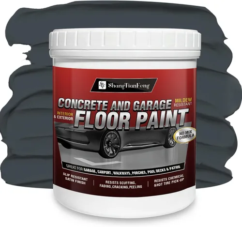 Miniatura 10 de Pintura para piso y pared, revestimiento epoxi a base de aceite impermeable, pintura satinada no mezclada, adecuada para garajes, concreto, paredes