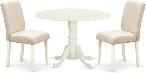 Miniatura 19 de East West Furniture DLAB3-BLK-06 - Juego de comedor de 3 piezas para espacios pequeños, contiene una mesa de comedor redonda con Dropleaf y 2 sillas
