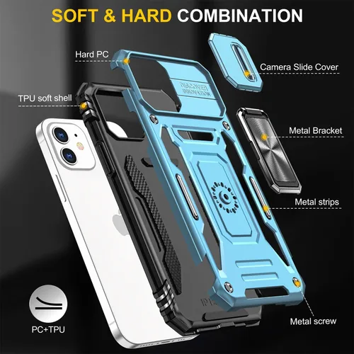 Miniatura 65 de Funda para iPhone 13 Pro con funda para cámara, con soporte de anillo para soporte, con función de montaje magnético para automóvil, para iPhone 13