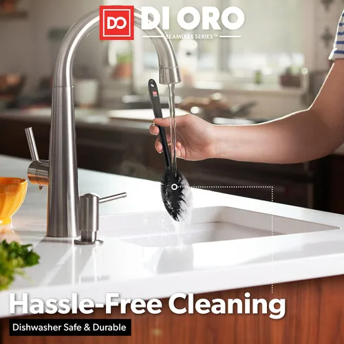 Miniatura 4 de DI ORO - Cucharas de silicona para cocinar, cucharas de cocina grandes para mezclar, servir y agitar, utensilios antiadherentes resistentes al calor