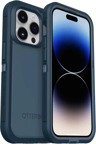 OtterBox Defender XT - Funda sin pantalla con MagSafe para iPhone 14 PRO (solamente), embalaje no minorista, océano abierto, antimicrobiano Cristal