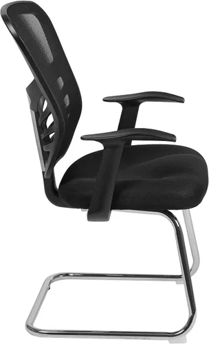 Miniatura 7 de Flash Furniture Silla de recepción lateral de malla negra con base de trineo cromada
