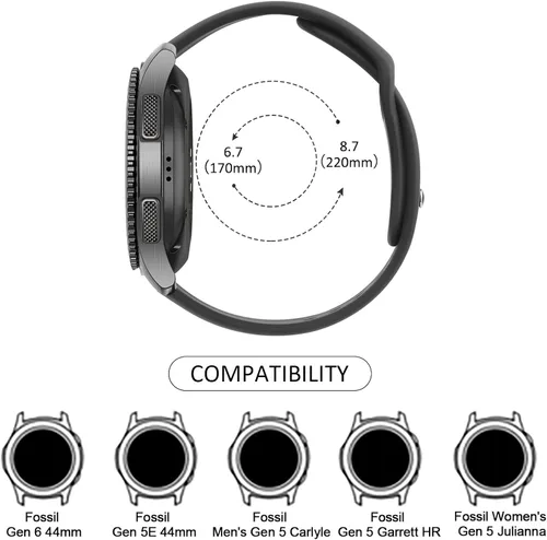 Miniatura 2 de Fossil - Correa de silicona para hombre Fossil Gen 6/5E de 1.732 in/Gen 5 Carlyle/Garrett/Julianna Smart Watch, 0.866 pulgadas ajustable, correa
