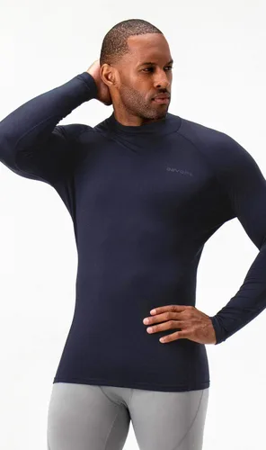 Miniatura 2 de DEVOPS Paquete de 2 camisas térmicas de cuello alto falso para hombre, camisetas de manga larga de compresión y sudaderas con capucha