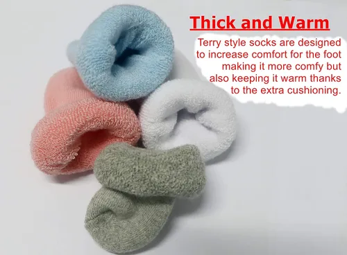 Miniatura 3 de RATIVE Newborn Baby Socks 0-6,6-12 Months Terry Turn Cuff Socks for Boys Girls