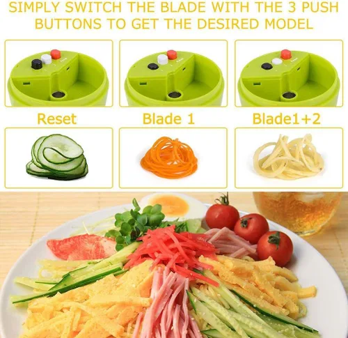 Miniatura 5 de Espiralizador de verduras, fabricante de fideos de calabacín, cortador en espiral de verduras para pepino, calabacín, zanahoria, preparación