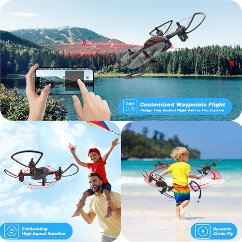 Miniatura 5 de Drones para niños de 8 a 12 años, dron con cámara 1080P para niños y adultos, FPV Drone con 2 baterías, mini dron con foto de gestos, cuadricóptero