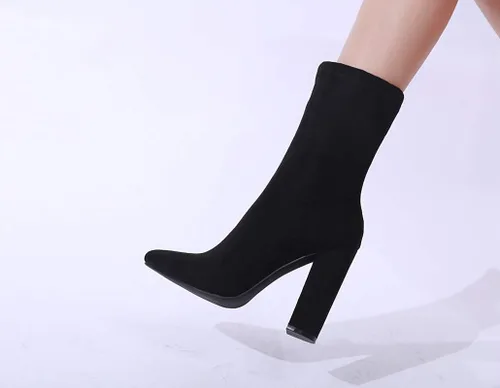 Miniatura 6 de STUPMARY Womens Boots Chunky Heels Pointed Toe Ankle Bootie High Heeled Winter Boots