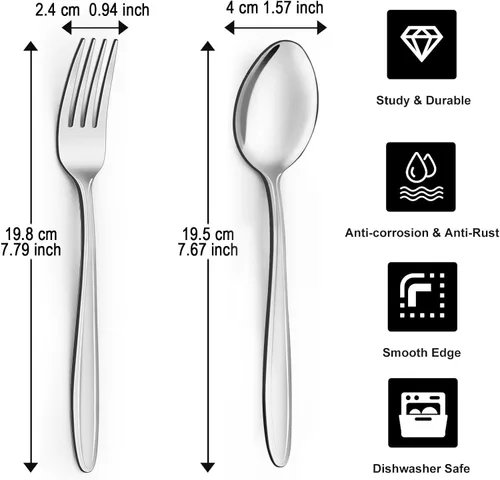 Miniatura 2 de Unokit Juego de cubiertos de tenedores y cucharas, 24 piezas de cubiertos de acero inoxidable de grado alimenticio para el hogar, cocina