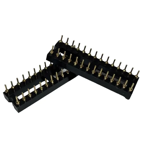 Miniatura 3 de Chapado en oro 20 unids DIP-28 pines IC Round Hole Socket Adaptor 0.100 in Paso 7.6 Fila Paso 2 Fila 28 Pines Redondos Soldadura (DIP-28 pines)