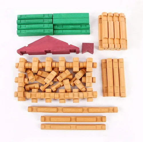 Miniatura 8 de 90 piezas de bloques de construcción de madera para niños pequeños, juego de troncos de cabaña de madera clásico, juguete educativo preescolar