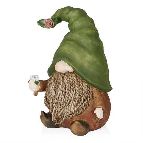 Miniatura 14 de Alpine Corporation Estatua Decorativa de Gnomo de Jardín Tradicional para Exteriores de 12 Pulgadas de Alto para Patio Gnomo de jardín tradicional