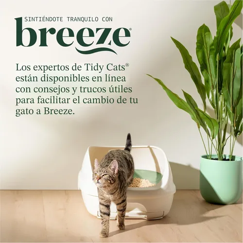Miniatura 7 de Purina Tidy Cats - Sistema de caja de arena, kit de iniciación del sistema BREEZE, caja de arena, pellets y almohadillas Verde