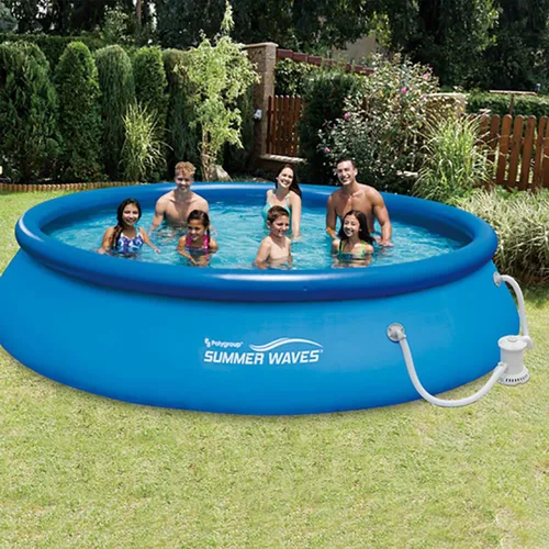 Miniatura 5 de Summer Waves - Alberca inflable de 15 pies x 36 pulgadas, de rápida instalación sobre el suelo, con bomba de filtro