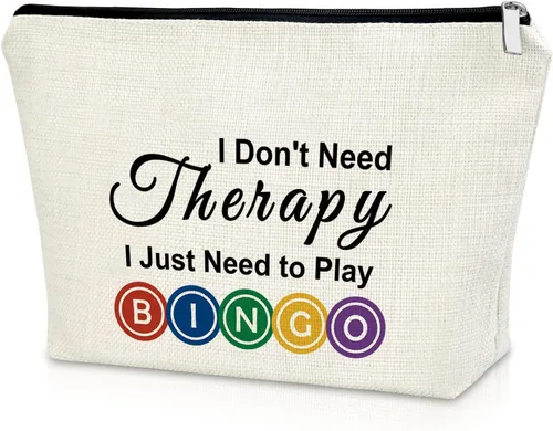 Sazuwu Regalos para amantes del bingo, regalo de juego para mujeres, bolsa de maquillaje, No necesito terapia, solo necesito jugar al bingo 1 PC