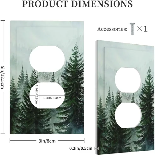 Miniatura 5 de Cubiertas de Tomacorrientes con Paisaje Brumoso de Pinos del Bosque Naturaleza 1 Gang Dúplex Placa Frontal de Receptáculo Eléctrico Cubierta