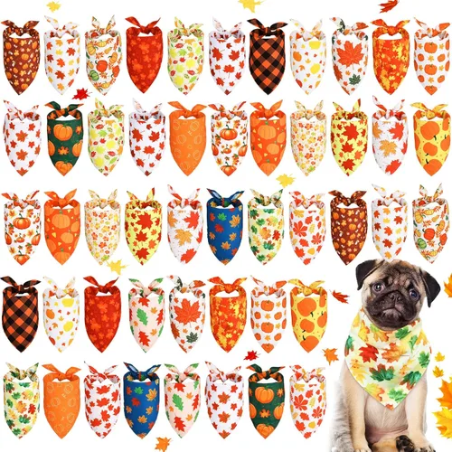 Miniatura 10 de Sweetude 50 Pcs Dog Bandanas Bulk for Summer Hawaii Puppy Bandanas Adjustable Triangle Scarf Set Holiday for Small Medium Large Pet Costume