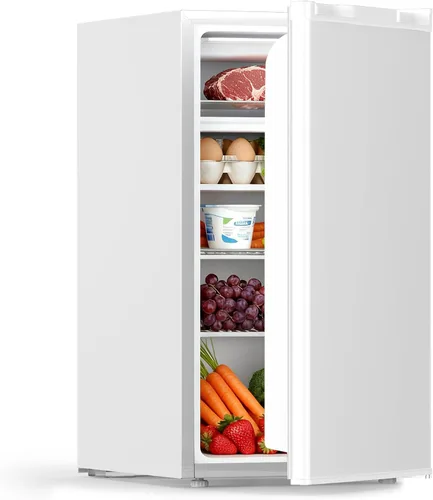 Miniatura 11 de COWSAR - Mini refrigerador compacto de 2.5 pies cúbicos con congelador, puerta doble reversible con 2 estantes extraíbles, refrigerador de bebidas