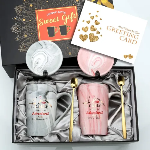 Miniatura 9 de Tazas de café para parejas Mr Right Mrs Always Right - Tazas de cerámica de mármol para despedida de soltera, boda, aniversario, día de San Valentín
