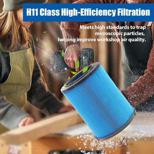 Miniatura 3 de Paquete de 1 filtro de repuesto VF5000 para aspiradora rígida de taller, filtro H11 lavable y reutilizable de 3 capas con QwikLock, se adapta a