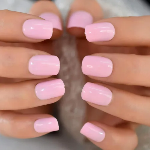 Miniatura 14 de Coolnail Uñas acrílicas clásicas a presión con flores cortas, uñas cuadradas de diseño natural, uñas postizas con purpurina para uso diario