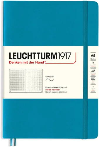Miniatura 8 de LEUCHTTURM1917 - Cuaderno mediano A5 de tapa blanda, 123 páginas numeradas para escribir y llevar un diario (color negro, cuadriculado)