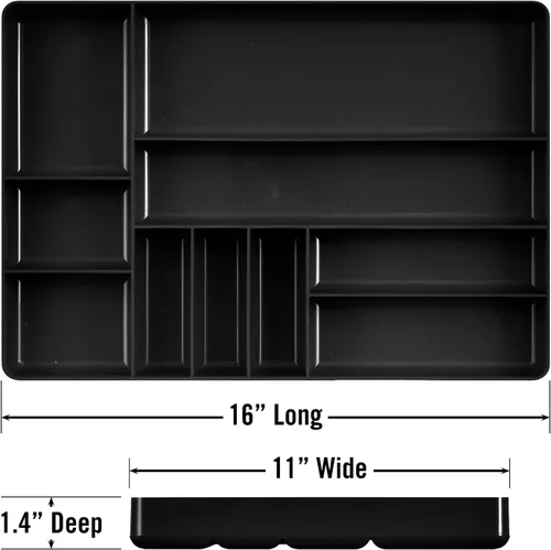 Miniatura 8 de Ernst MFG Organizador de cajones de 10 compartimentos: bandeja apilable resistente para organización de herramientas automotrices, caja de Negro