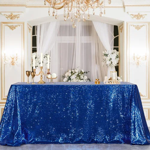 Miniatura 69 de B-COOL Mantel de lentejuelas de 60 x 102 pulgadas, mantel de cumpleaños rectangular azul bebé, brillante, duradero, boda, fiesta, restaurante