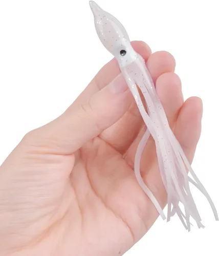 Miniatura 5 de 20 unids/40 piezas de faldas de pulpo de agua salada señuelo de plástico suave de pesca de calamar señuelo de silicona cebo resplandor de pesca