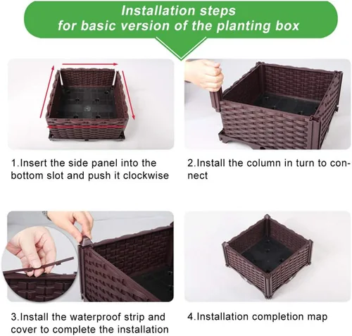 Miniatura 6 de Hershii Kits de cama elevada de jardín, contenedores rectangulares de plástico para plantas profundas, para interiores y exteriores, verduras, Blanco