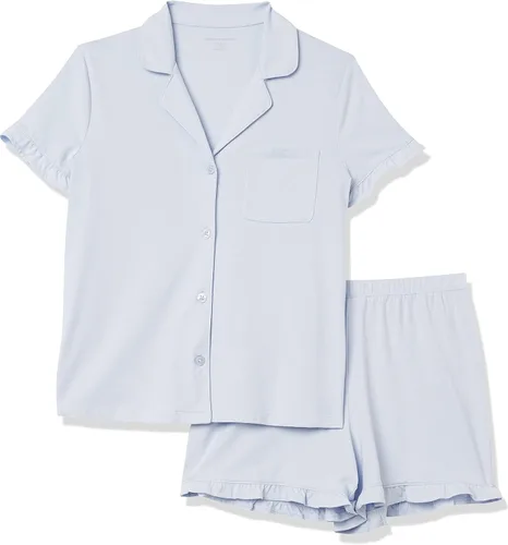 Miniatura 5 de Tienda Essentials Conjunto de pijama de algodón modal con cuello de muesca para mujer (disponible en tallas grandes)