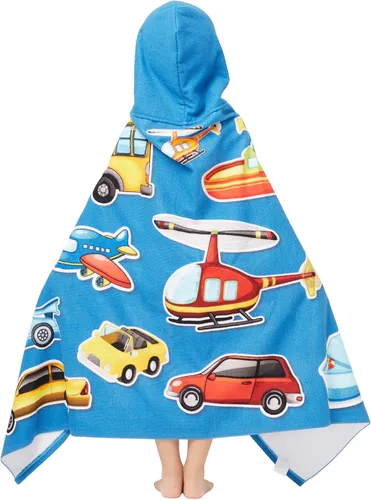 Miniatura 3 de Gealaek Toalla con Capucha para Niños de 2 a 10 Años, Niños y Niñas, Toalla de Baño, Piscina, Playa, Poncho de Playa Suave y Absorbente (Coches)