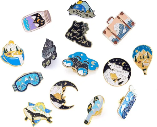 Miniatura 43 de Pandahall - Broches esmaltados de aleación con varios temas, broche de solapa, juego de pines esmaltados