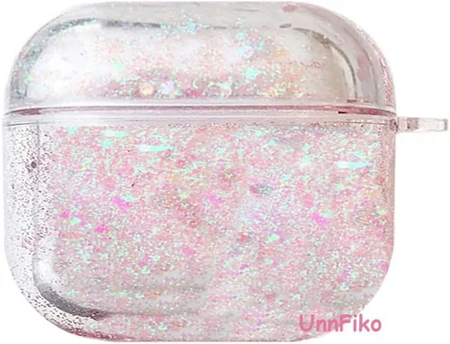 Miniatura 4 de UnnFiko Bling Quicksand - Funda compatible con AirPods 1 y 2, bonita funda protectora líquida brillante, divertida y creativa, dura y transparente