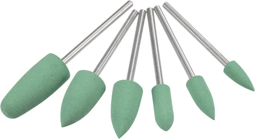Miniatura 9 de uxcell Brocas de molienda montadas cabezas de amoladora diferentes formas de cabeza ruedas de pulido de silicona para herramientas rotativas gris