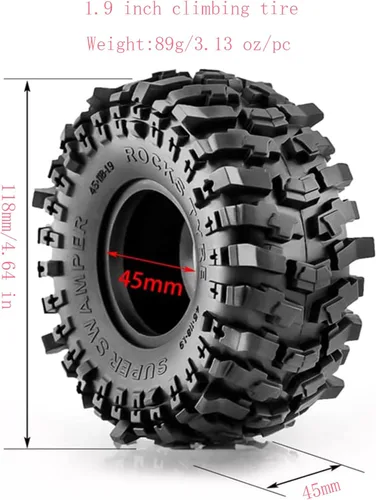 Miniatura 2 de Lifehead - Neumáticos de goma de 1.9 pulgadas para 1/10 RC Crawler Car TRAXXAS TRX4 TRX6 Axial SCX10 90046 90047 SCX10 III AXI03007 Tamiya CC01 D90