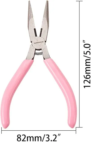Miniatura 2 de SUNNYCLUE Alicates de punta de cadena de 5 pulgadas de largo con mandíbulas dentadas, mini alicates de precisión para proyectos de bricolaje