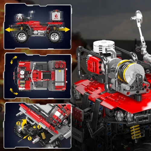 Miniatura 3 de Mould King Kit de construcción de motocicleta ATV Fire 23003, más de 2100 piezas, juego de motocicleta técnica con control doble, compatible