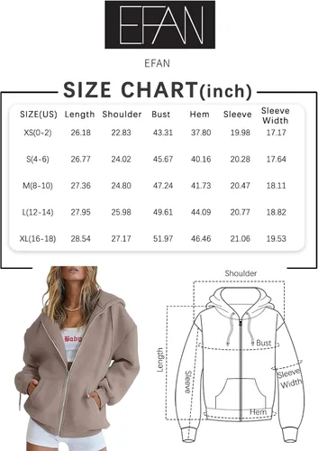 Miniatura 6 de EFAN lindas sudaderas con capucha para chica adolescente, chaqueta extragrande para el otoño, informales estilo año 2000 (Y2K), con cordón