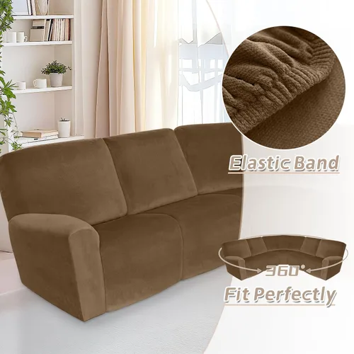 Miniatura 625 de Arfntevss Fundas de sofá seccional reclinable de terciopelo, Funda de sofá seccional de esquina para sofá reclinable, Funda elástica suave