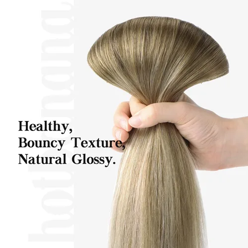 Miniatura 6 de HOTBANANA - Extensiones de cabello humano con pinzas, color castaño nogal ombré a castaño ceniza y rubio decolorado, 4.23 onzas, cabello humano
