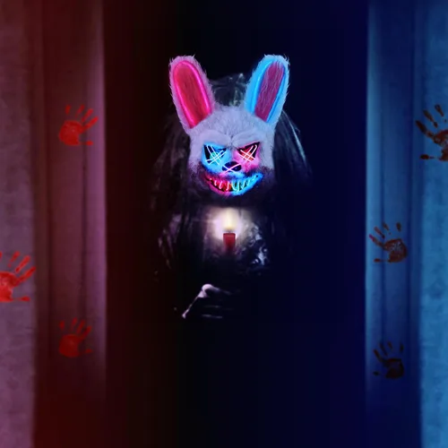 Miniatura 5 de Halloween Purification Mask, Easter Bear/Rabbit Mask Hacker Anonymous V/Costume Party Role Playing Easter Animal Toys Máscara de conejo