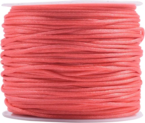 Miniatura 25 de KONMAY 80 Yardas 1.0mm Cordón Rattail de Nylon Satén Seda Trim Hilo para Cuentas para Nudos Chinos, Kumihimo, Trabajo con Cuentas, Macramé, 2-Azul
