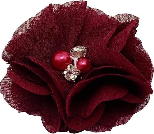 Miniatura 3 de 30 piezas de flores de gasa con diamantes de imitación de 2 pulgadas, apliques de tela de costura para ropa, manualidades, fiestas, decoración