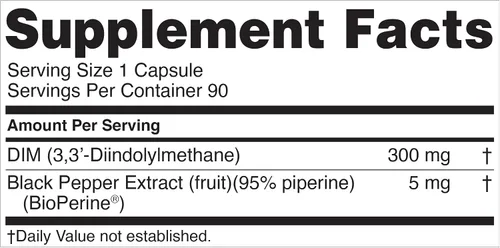 Miniatura 6 de Nugenix Essentials DIM Suplemento 305 mg de diindolilmetano y bioperina para el equilibrio hormonal, 90 cápsulas