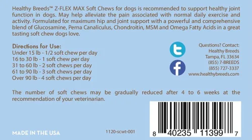 Miniatura 94 de Healthy Breeds Great Pyrenees Z-Flex Max - Masticables suaves para cadera y articulaciones, 50