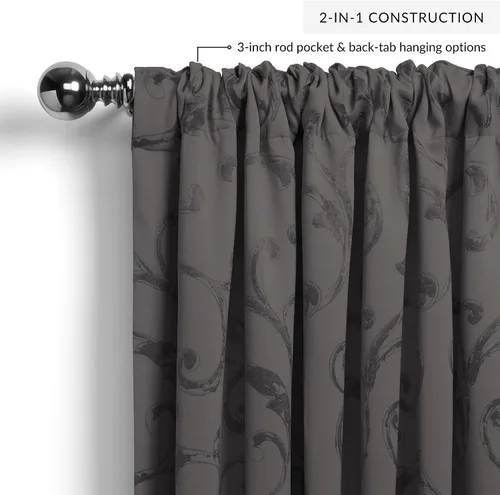 Miniatura 3 de Elrene Home Fashions Mia - Cortina opaca para ventana de jacquard, 52 x 95 pulgadas (1 panel), color gris