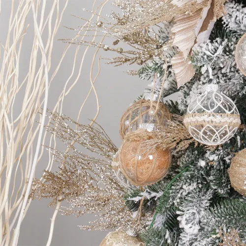 Miniatura 5 de Tallos con Purpurina de Navidad 24 piezas Ramas de Pino Artificial para Adornos de Árbol de Navidad, Rellenos, Corona de Navidad DIY, Manualidades