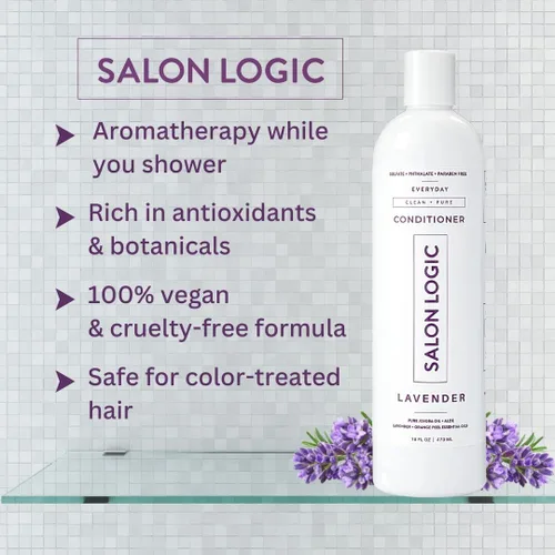 Miniatura 3 de SalonLogic Acondicionador limpio y puro para uso diario, lavanda, productos de calidad de salón, con aroma natural, repara el cabello dañado